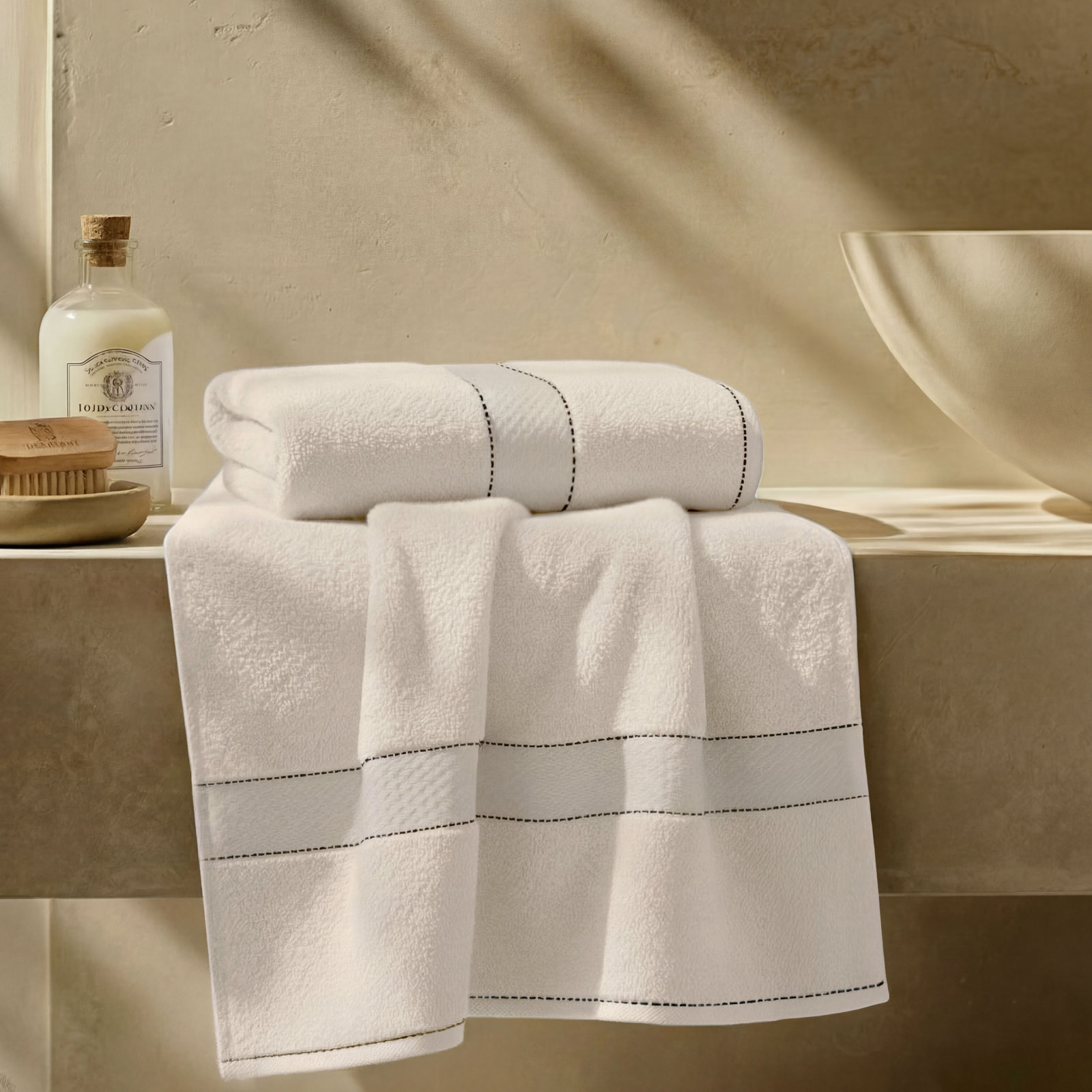 Niles Giza Cotton Bath Towel Set, Ivory