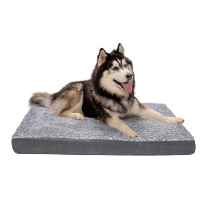 Two-Tone Faux Fur and Suede Deluxe Orthopedic Dog Bed