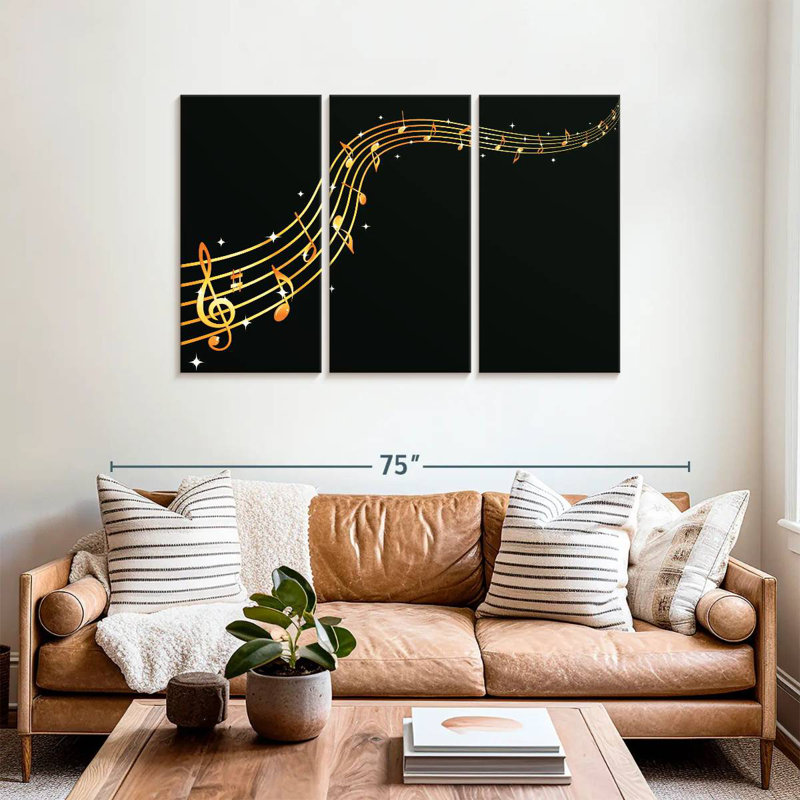 Abarca Flowing Golden Music Notes, 36" H x 57" W