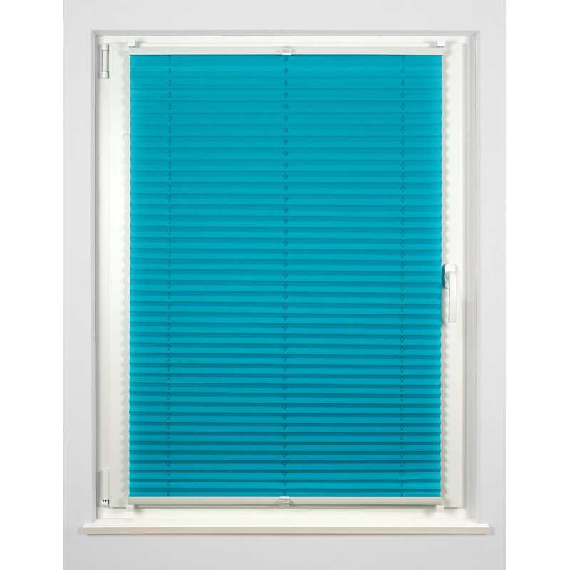 Stream Klemmfix Room Darkening Pleated Blind, Aqua blue, 130 cm L x 80 cm W