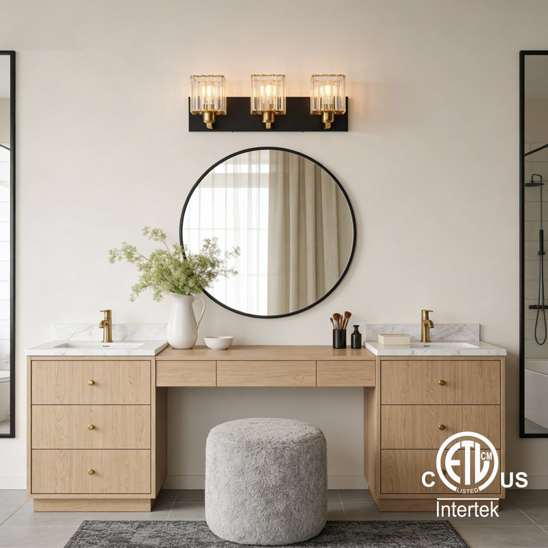 3-Light Crystal Dimmable Vanity Light
