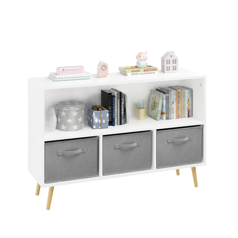 Bibliothèque pour enfants avec tiroirs en tissu pliables, présentoir à livres pour enfants, armoire de rangement pour jouets