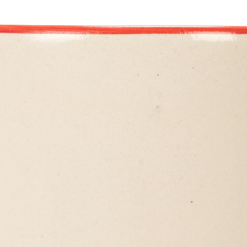 Stoneware Pitcher With Red Rim
