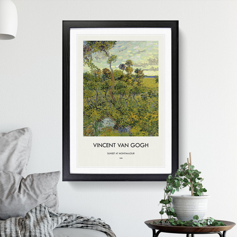 Sunset At Montmajour by Vincent Van Gogh - Single Picture Frame Print, Black Framed, 65cm H x 48cm W x 2cm D