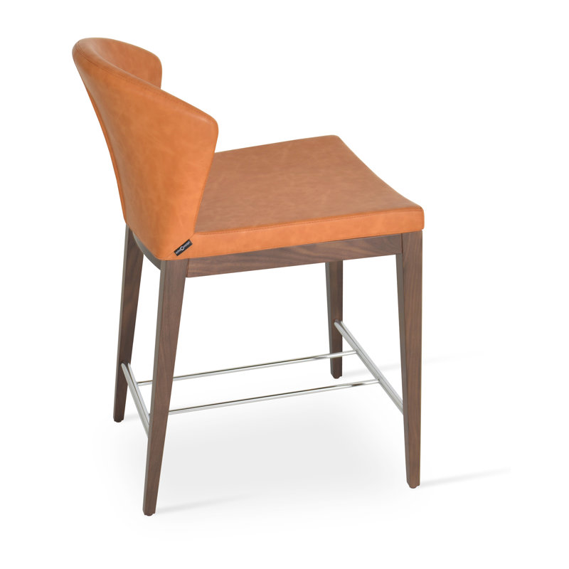 Capri Wood Counter & Bar Stool, Walnut, Counter Stool (24" Seat Height), Caramel
