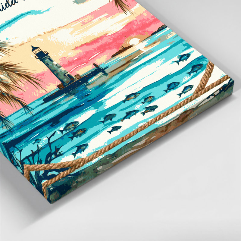 "Nautical Florida Keys", art mural sur toile brune, H 12 po x l 18 po