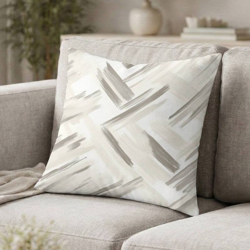 Coussin décoratif rayé pour canapé - Coussin moderne à rayures grises, H 20 po x l 20 po