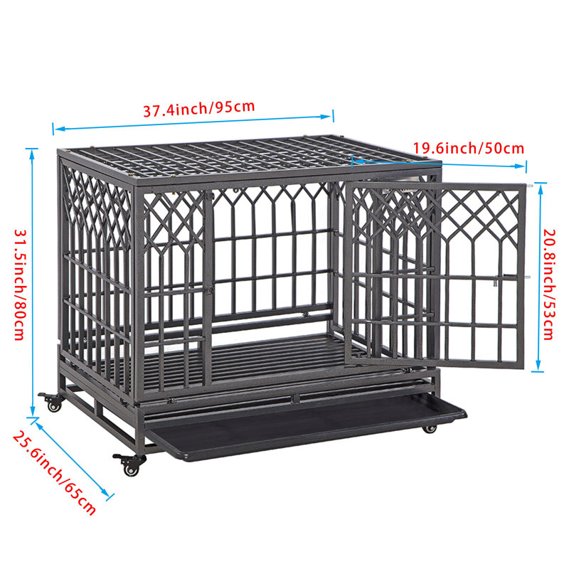 Cage pour chien robuste Gianina, H 31,5 po x l 37,5 po x P 25,6 po, Noir