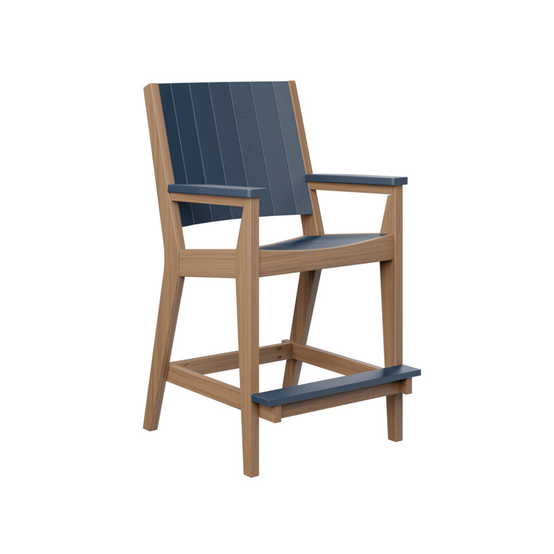 Fauteuil de bar Berlin Chat, Marine, Acajou antique