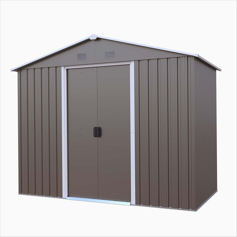 8Ft X 4Ft Outdoor Metal Storage Shed, Gray, 74.89" H x 88.98" W x 46.85" D