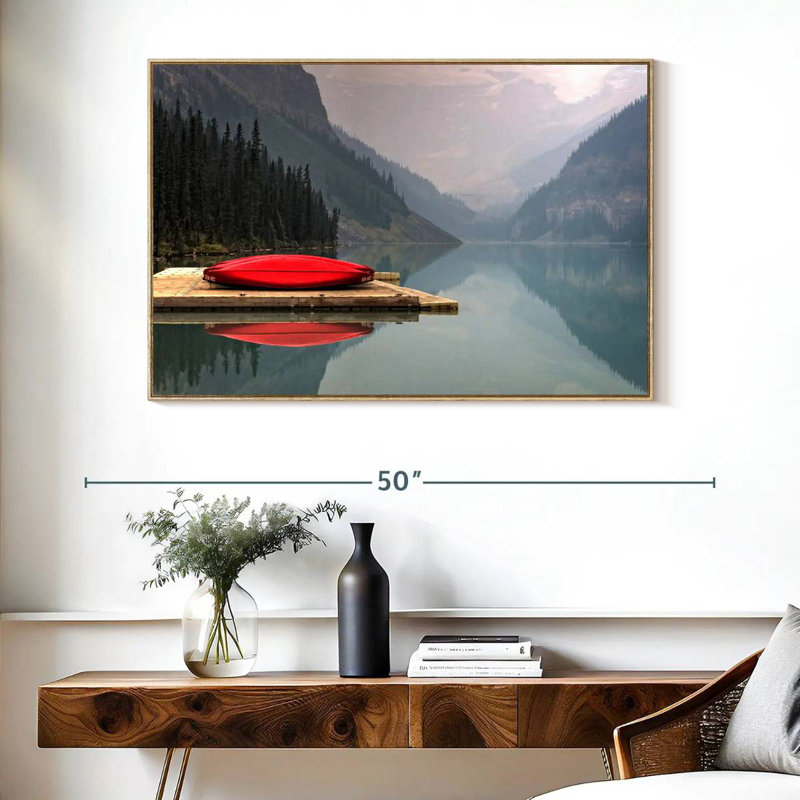 Mountain Lake Kayak, Cadre flottant en bois naturel, 40 po x 27 po