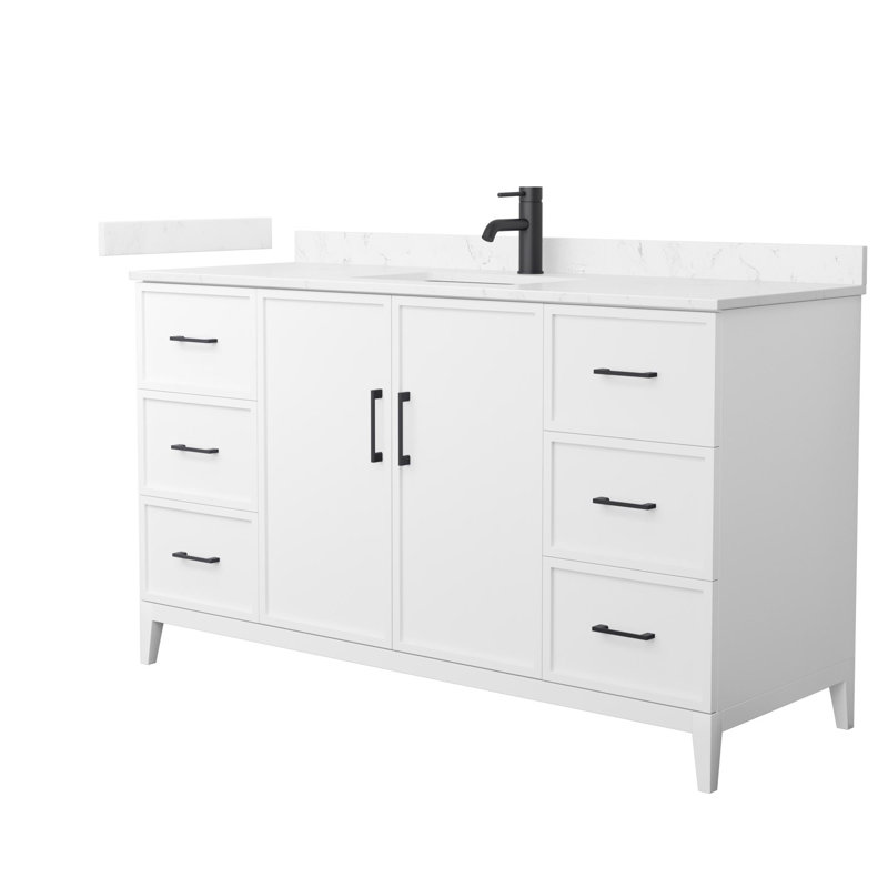 Elan 60'' White Single Bathroom Vanity with Cultured Marble Top