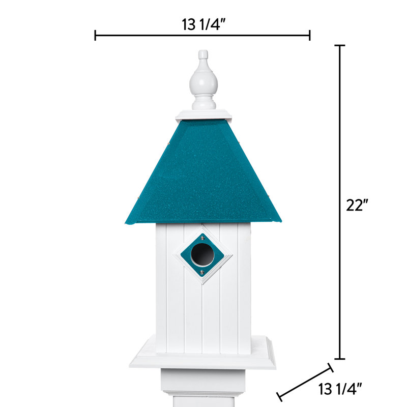 Fort Calhoun 22'' H x 13.25'' W x 13.25'' D Post Rust Resistant Birdhouse, Verde Green