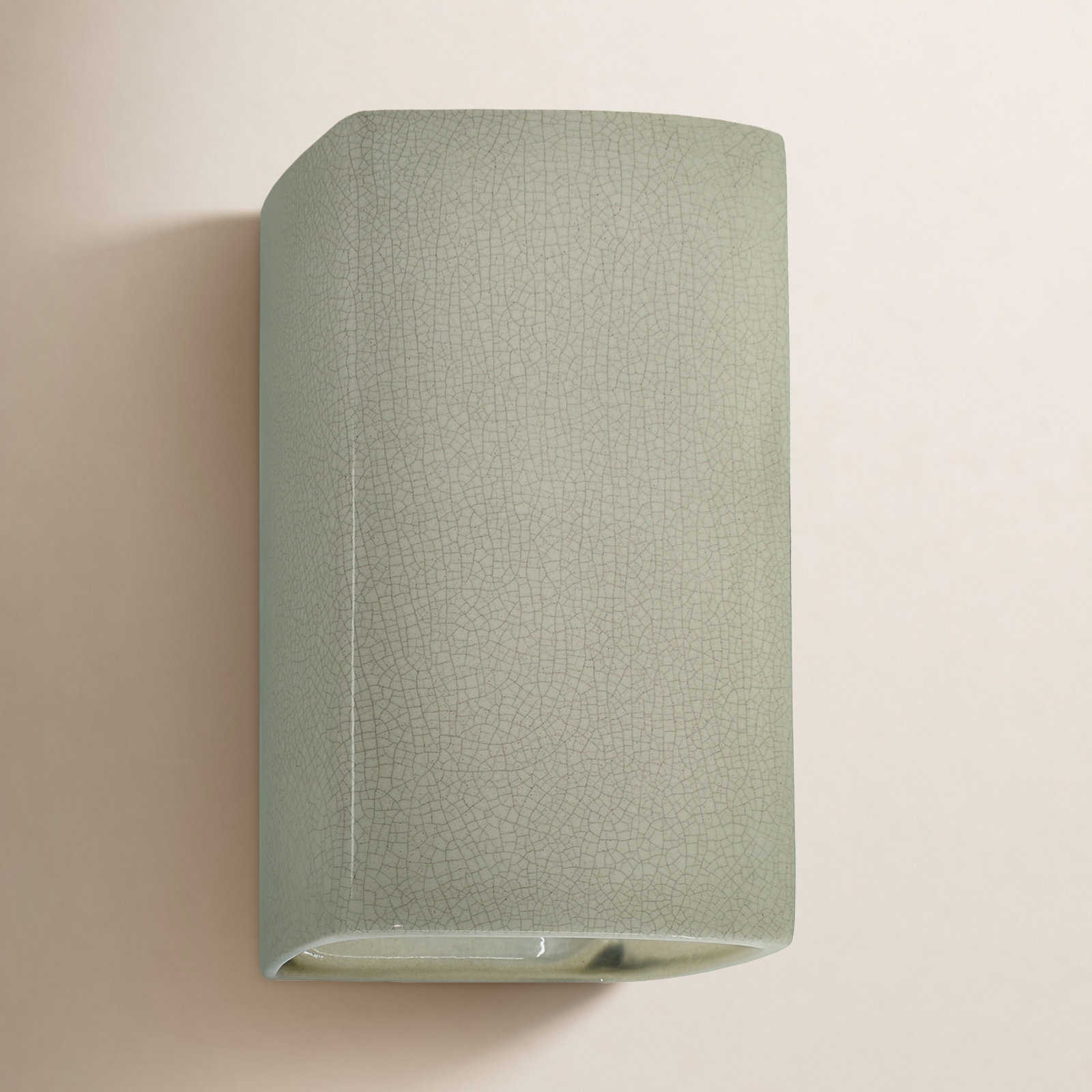 Logan Ceramic Outdoor Wall Lantern, Celadon Green Crackle, Incandescent, 13.5" H x 7.25" W x 6.5" D