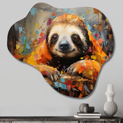 Slumbering Sloth Collage - Asymmetrical Sloth Metal Wall Decor, Cloud Metal Wall Sculpture Print