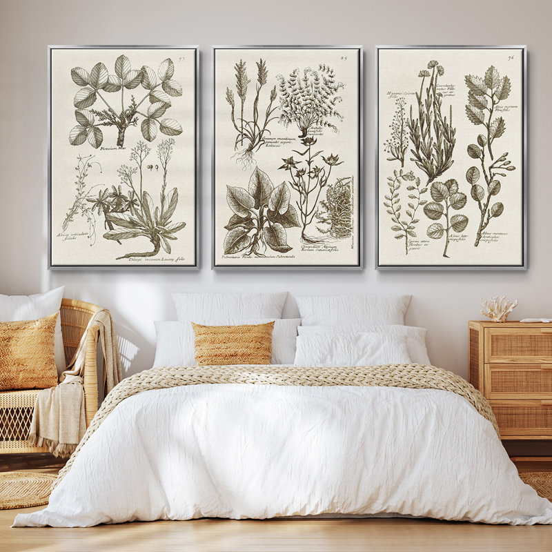 Sépia Botanical Journal VI 3 pièces, H 27 po x l 54 po, Argent