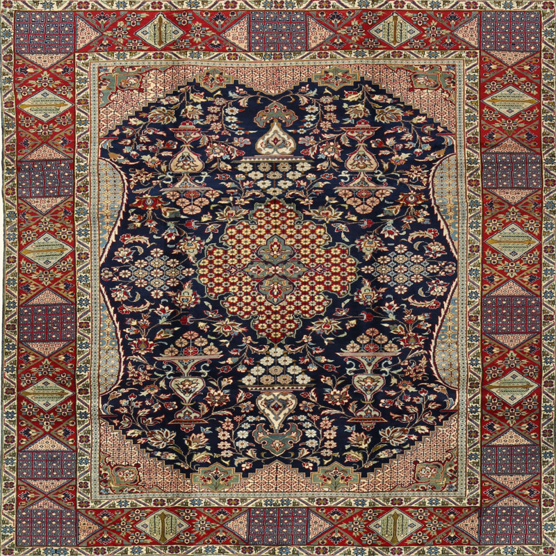 Tapis 100% traditionnel lavable à la machine 2577, Carré 3 pi
