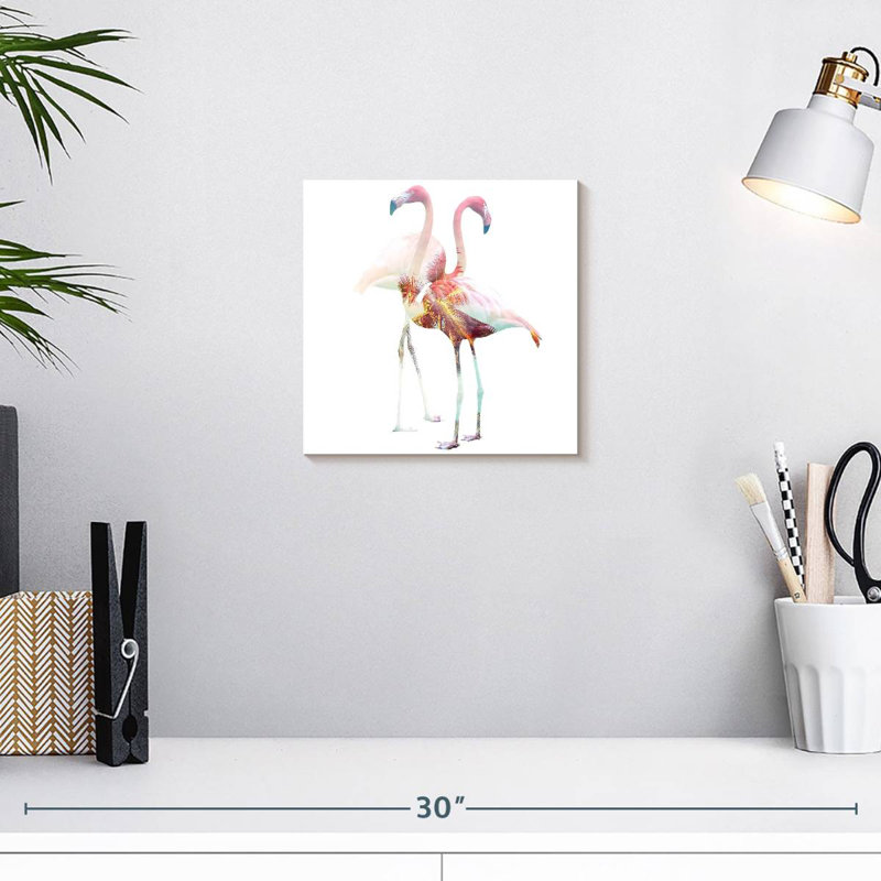 Crowle, couple de flamants tropicaux, H 10 po x l 10 po