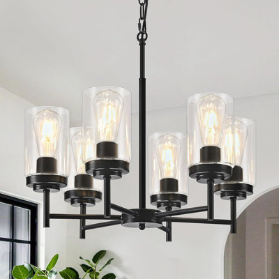 Lustre moderne avec abat-jour en verre transparent, luminaire suspendu industriel pour salle à manger, îlot de cuisine, salon et escalier
