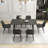 Juvan 7-Piece Modern Rectangular Sintered Stone Dining Table Set With 6 Faux Leather Chairs-642953236-642953237