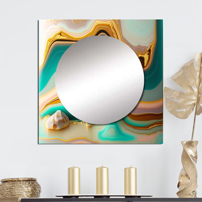 Art mural en miroir liquide liquide, agate bleue et turquoise I