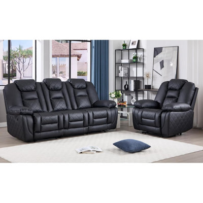 2 - Piece Breathable Faux Leather Manual Reclining Living Room Set With Feather Blend Cushion