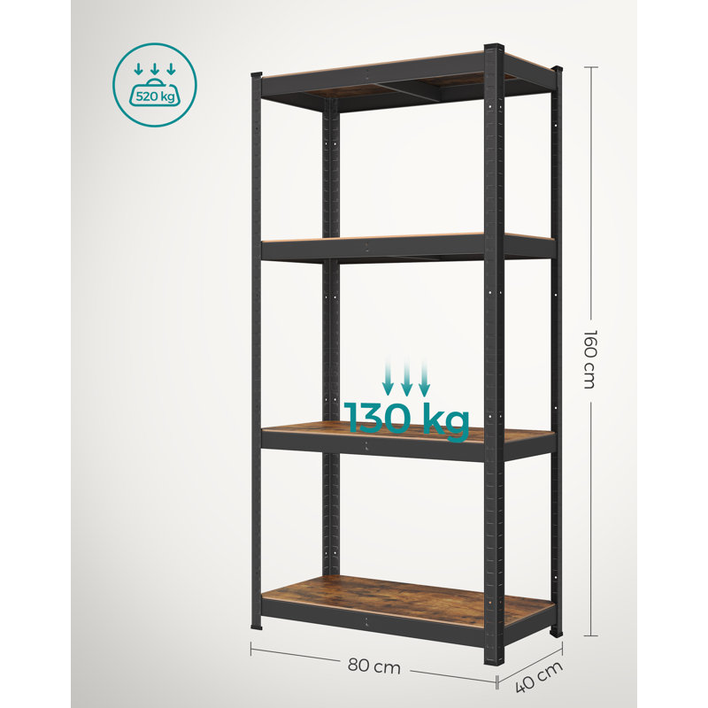 Agler 80cm W Steel Shelving Unit, Brown/Black