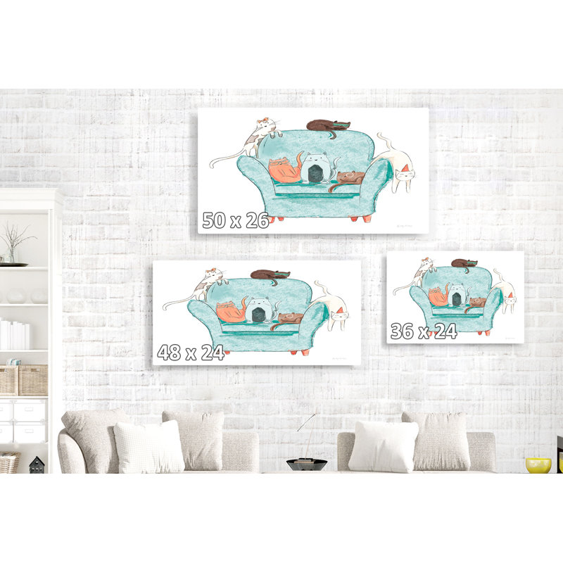 Chats en peluche ludiques, Chats sur une chaise, Mignon, Fantaisiste, Vert, Orange, Blanc, Brun, Sur blanc