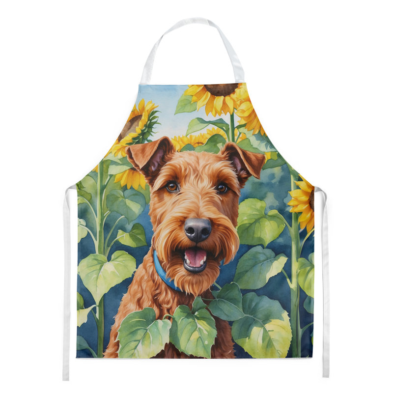 Terrier irlandais en tablier tournesols