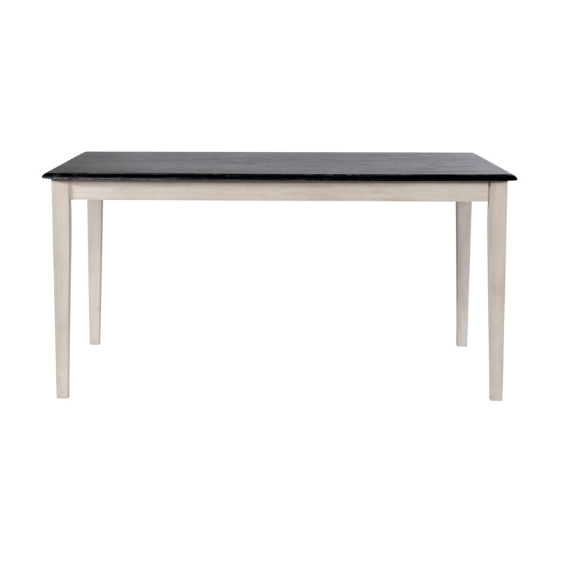 Weldy Hardwood Solid Wood Dining Table, European Black Ash/Antique White