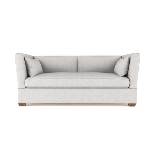 Rivington Flare Square Track-Arm Loveseat, Box Weave Linen Alabaster, 31" H x 72" W x 37" D, Ebony