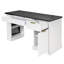 Bureau cannelé moderne de 55 po avec armoire de rangement et tiroirs (tabourets non inclus)-938521709