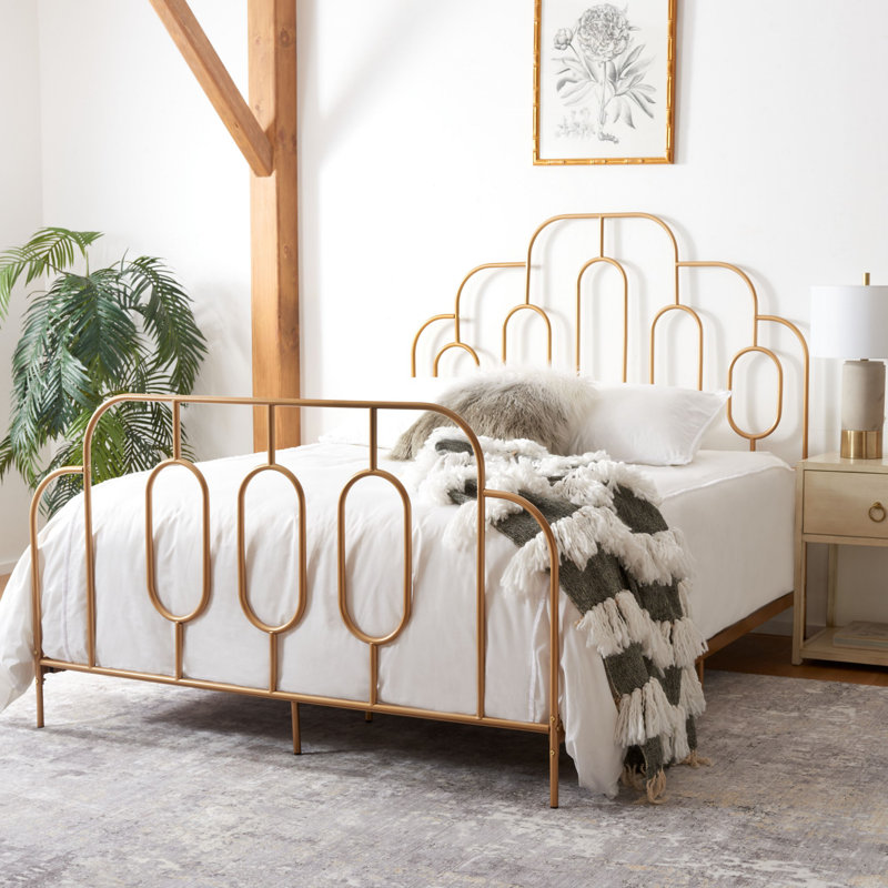 Magdeline Metal Bed, Full/Double, Gold