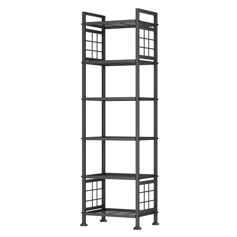 6-Wire Standing Storage Shelf for Bathroom Organizers and Storage & Laundry Room Organization, Black