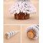 4 arbres de Noël en flocage de table avec base en bois clair