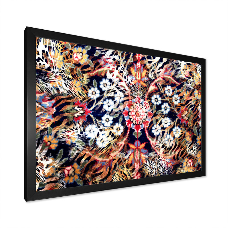 «Multi Red Exotic Animal Pattern», reproduction sur toile flottante, Cadre noir, H 8 po x l 12 po x P 1 po