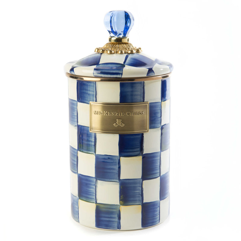 Royal Check Canister, 9.75" H x 5" W x 5" D