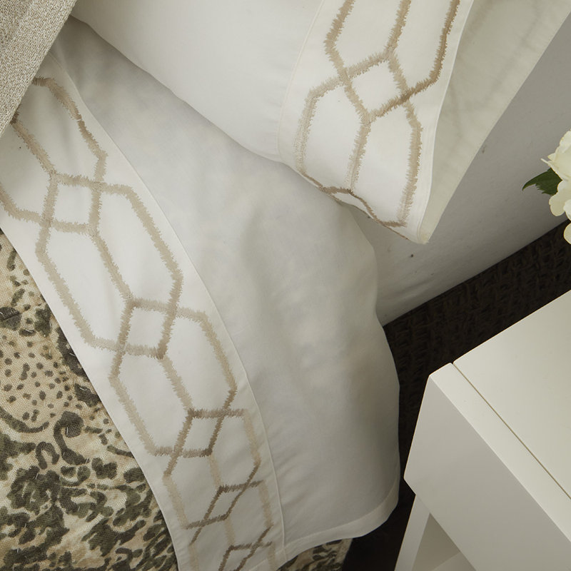 Ensemble de draps Kutcer, Ensemble de draps pour lit simple avec 1 taie d'or, Ivory/Oyster
