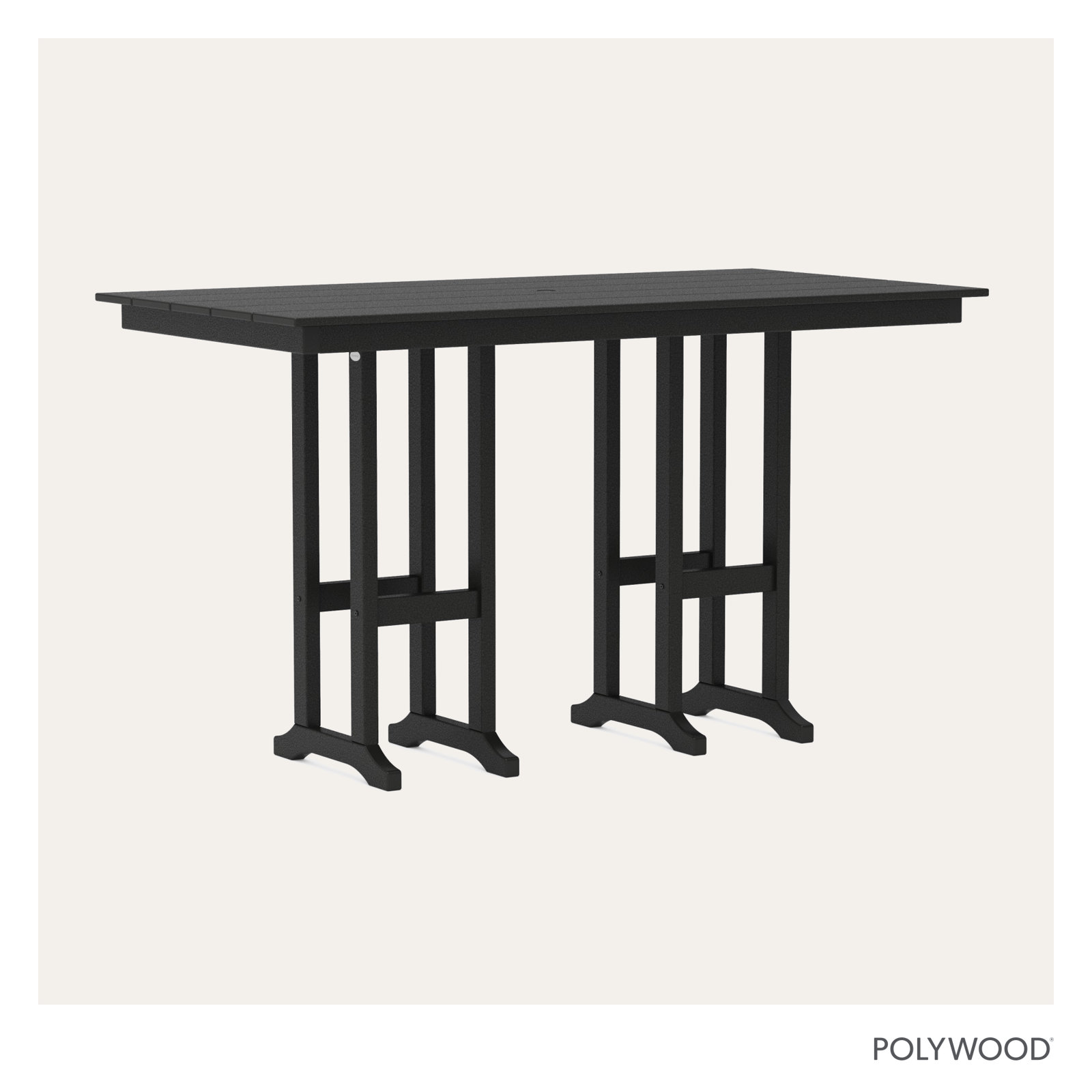 POLYWOOD® Tables Patio Dining Table, Black, 42.06"H x 37.72"W x 72"L