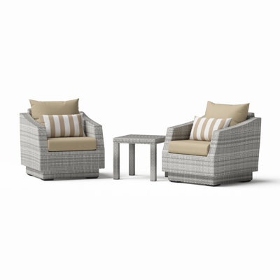 Fionnula 3 Piece Rattan Seating Group With Sunbrella Cushion Covers