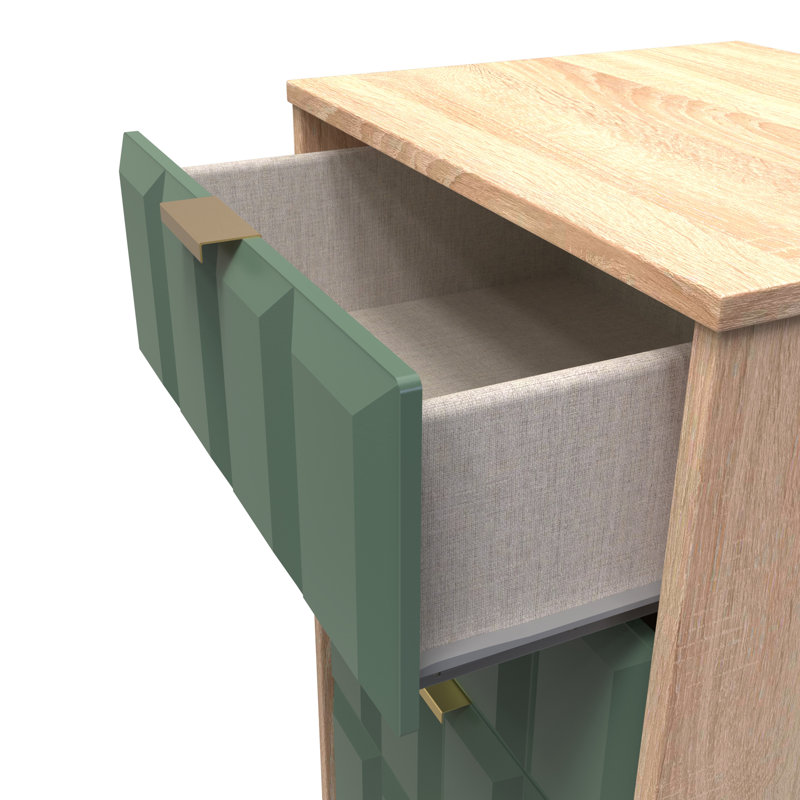 Allem 45cm W Manufactured Wood Bedside Table, Labrador Green/Bardolino Oak