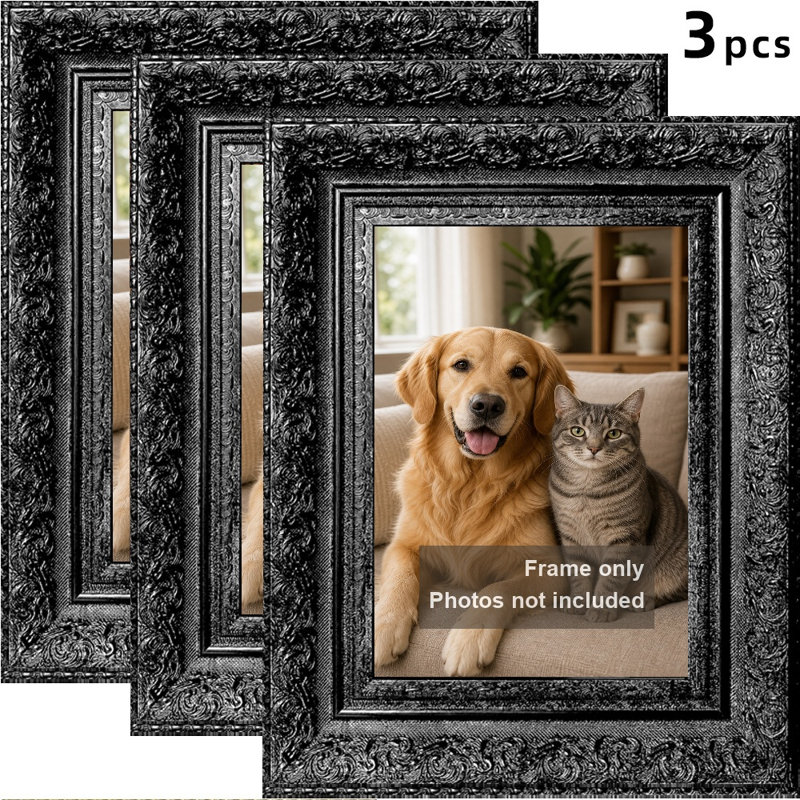 Cadre photo décoratif 5 po x 7 po noir-3 pièces