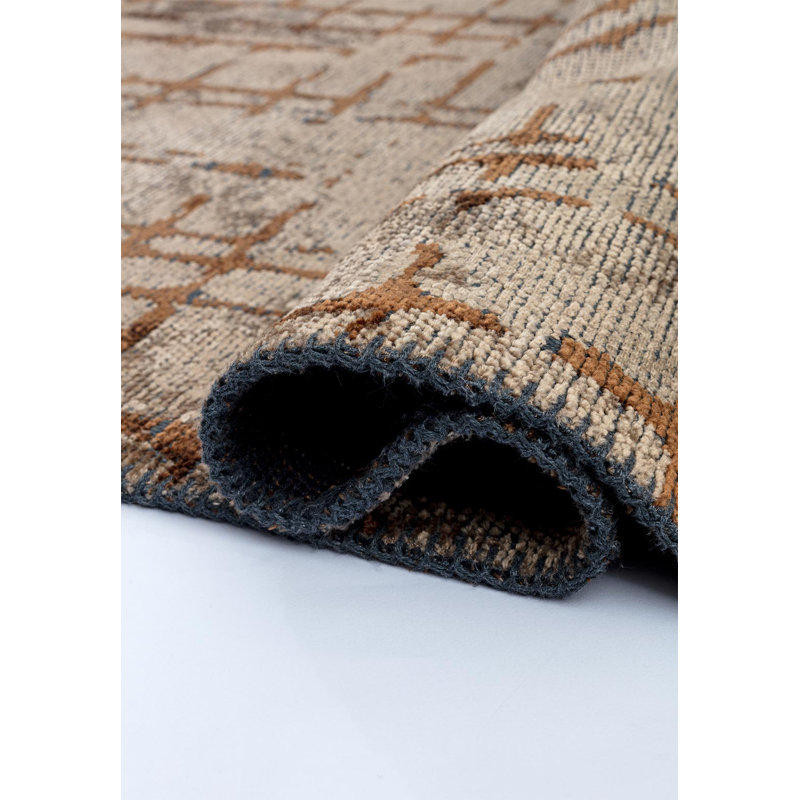 Rapture Striped Area Rug in Brown, Rectangle 6'7" x 8'3"