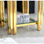 Table de bout carrée, table de bout moderne en acier inoxydable, table basse en verre trempé transparent double couche, table d'appoint avec rangement, pour le bureau à domicile-473060816
