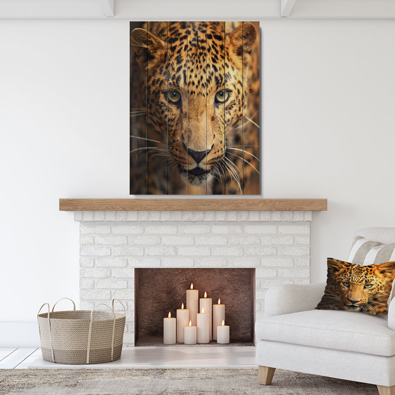 Leopard Face Close-up Abstract Canvas Print, 32" x 16"