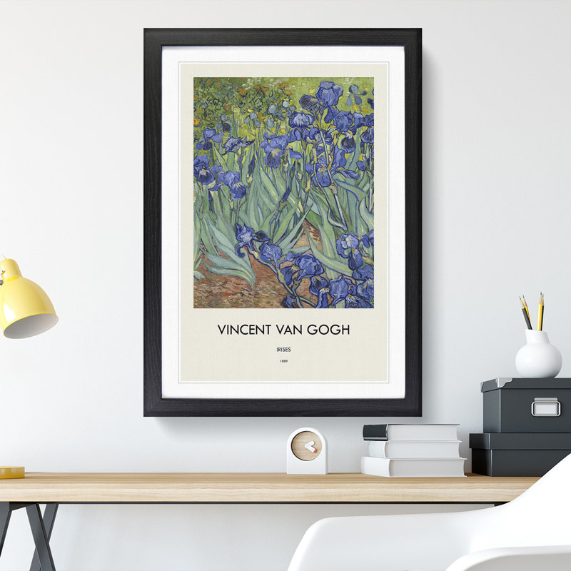 Irises by Vincent Van Gogh - Picture Frame Art Prints, 48cm H x 36cm W x 2cm D, Black Framed