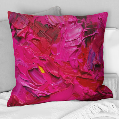Viva Magenta Bliss Wildness I - Abstract Painting Printed Throw Pillow