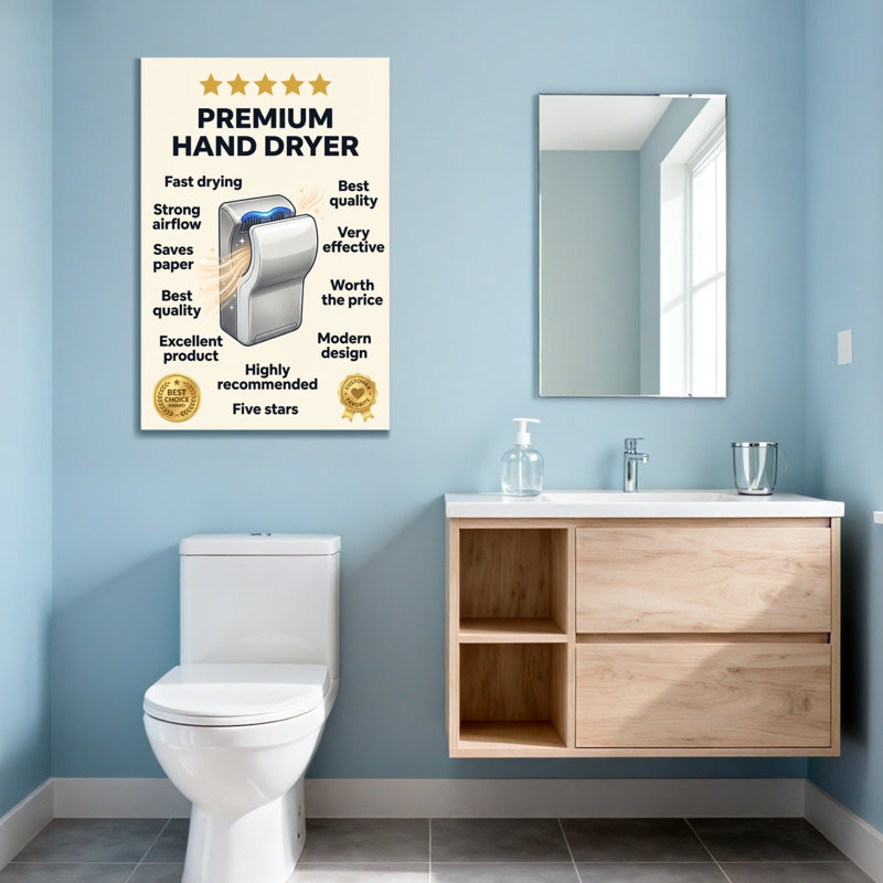 Bain et buanderie Sèche-mains haut de gamme à séchage rapide Conception moderne, H 36 po x l 24 po