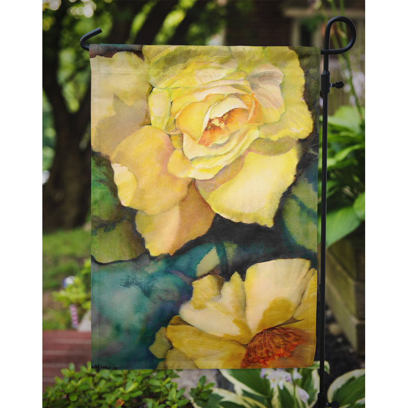Drapeau de jardin à 2 côtés jaune roses