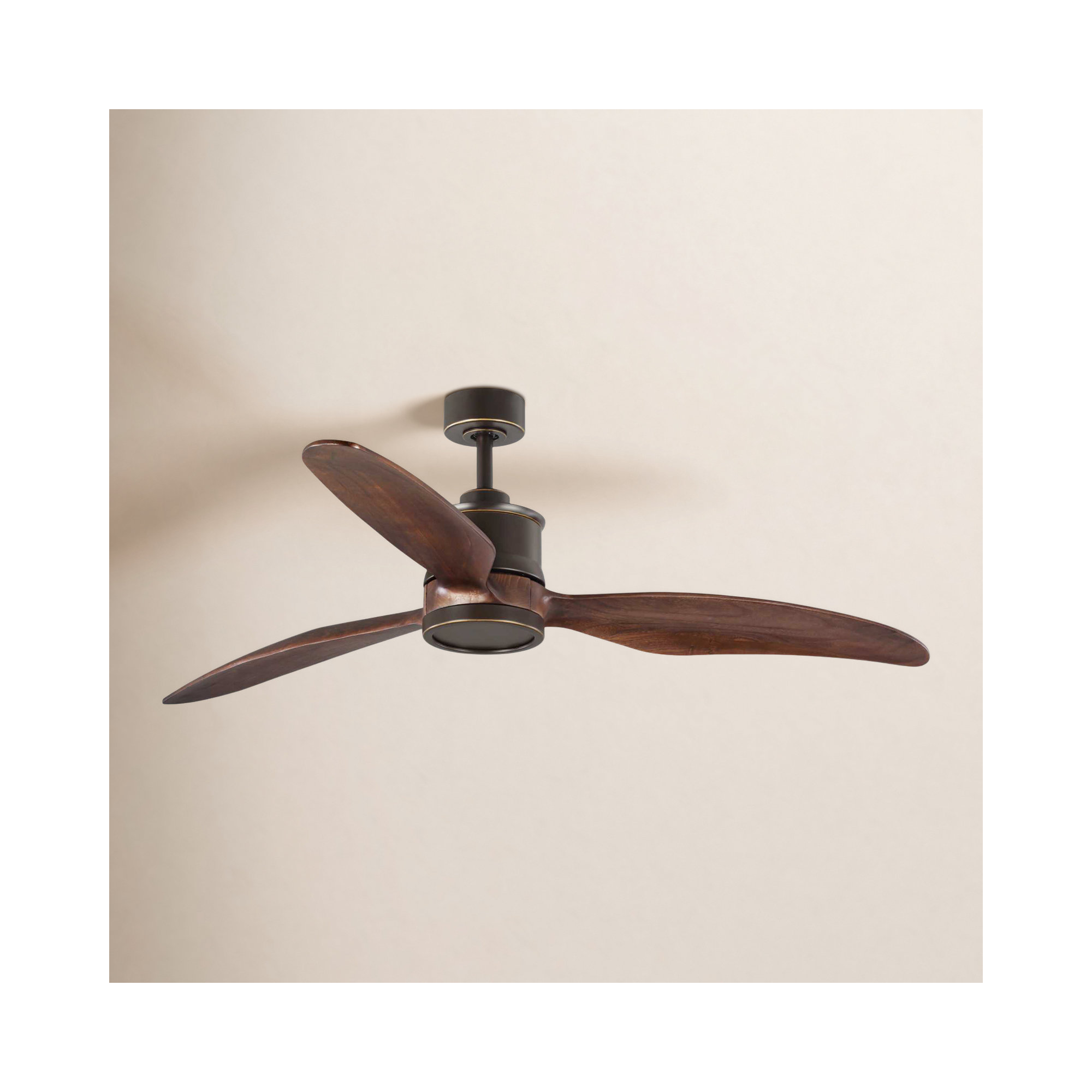 60'' 3 Blade Ceiling Fan with LED Light Kit, Oil Rubbed Bronze with Walnut